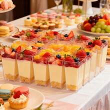 Square Dessert Cups, Plastic High Straight Square Mousse Cups, Cake Cups, Buffet Cups And Salad Cups, Set Of 10/20/50 - - - View 6