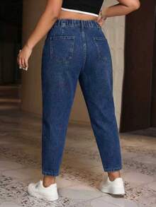 Quần jeans dài dáng côn cho nữ cỡ lớn, chất liệu denim mài, có túi tiện dụng, thích hợp mặc mùa xuân. - Trung Lan - Xem 3