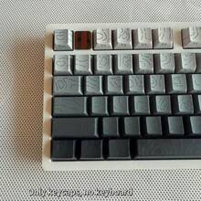 130+ 键帽，日间灰轮廓键帽（仅键帽），线裂纹背光侧印键帽，兼容 104/98/87/75/68/64/61 键键盘 - 灰色 - 查看 8