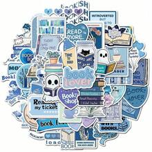 50pcs Blue Bookish Graffiti Stickers Decorative Water Cups Notebook Luggage Waterproof Stickers - D - 查看 3