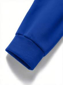 1pc Men's Loose Fit Half-Zip Collar Lightweight Solid Color Sweatshirt - Blue - View 7