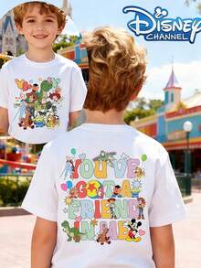 Disney Toy Story Kids' Summer Short-Sleeve T-Shirt Double-Sided Print "You've Got A Friend In Me" Themed Top - 白色 - 查看 6