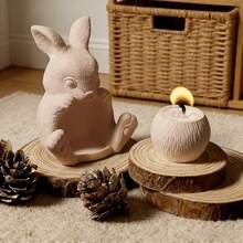 2pcs Hive Mold Rabbit Candle Holder Silicone Mold | Minimalist Modern Design Home Decor Mold | Soft And Easy To Demold, Durable Reusable Silicone Mold | Suitable For Resin Art, Plaster, And Clay Craft Projects | Creative DIY Gifts, Tabletop Decorations, And Handicraft Projects - Rabbit Candlestick Mold - View 4