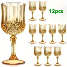 1/3/6/12/24pcs Vintage Champagne Glasses, 7oz (198.4g), Unbreakable Wedding Champagne Flutes, Reusable Retro Style Champagne Cups, Camping Supplies, Party Supplies, Friend Gatherings, Family Dinners - Gold - View 6