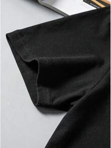 T-Shirt Featuring Red "INSERT CHEESY BREAD" Lettering And Red Arrow Design - Black - View 3