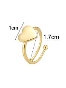 Charm-In Minimalist Style Large Open Heart Plated Gold Ring, Versatile For Commute, Dating, Gift, Jewelry - Gold - View 3