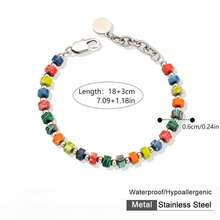 1件波西米亚风彩色天然石串珠手链，不锈钢和绿松石材质，男女皆宜的时尚配饰，幸运符礼物 - 彩色的 - 查看 4