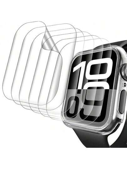 6pcs Water-Gel Watch Screen Protector, Provides Skin-Like Smooth Touch, Effectively Resists Daily Scratches & Fingerprints, Waterproof, Shock-Absorbing Inner Layer, Perfectly Fits Screen Without Peeling, Compatible With Series 10(46mm)/Series 8/7 41mm/Series 8/7 45mm/Series 10(42mm)/Series Ultra 49mm/Series 1/2/3 42mm/Series 1/2/3 38mm/Series 4/5/6 SE 40mm/Series 4/5/6 SE 44mm