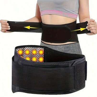 1 pieza Cinturón ajustable y transpirable para la cintura, adecuado para hombres y mujeres - Cinturón de soporte lumbar de talla extra grande con calor, excelente para levantamiento de pesas, deportes y calor diario, cierre, lavar a mano, cinturón de soporte para la espalda con calor