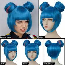 Tóc giả cosplay màu xanh da trời rực rỡ, chịu nhiệt, có mái - Tóc giả dài hai bím tóc tết siêu dài và tóc giả ngắn lệch một bên màu xanh dương với phần đuôi tóc màu tím nhẹ và tóc giả ngắn kiểu búi đôi màu xanh dương với điểm nhấn màu hồng - Hoàn hảo cho trang phục lễ hội, Comic Con, lễ hội hóa trang, sự kiện anime, tiệc theo chủ đề và sử dụng hàng ngày, món quà lý tưởng cho game thủ và người hóa trang. - Nhiều màu - Xem 5