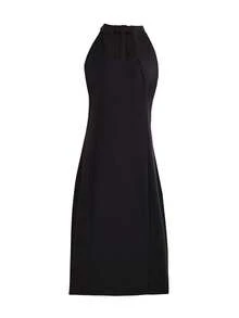 فستان أنيق بسحاب ظهر عاري ذو لون أحادي مناسب للمناسبات والحفلات، للربيع/الصيف - الأسود - مشاهدة 6