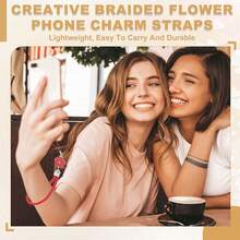 Phone Lanyard Wrist Straps, Creative Braided Flower Phone Charm Straps Wrist Lanyard - Trắng - Xem 5