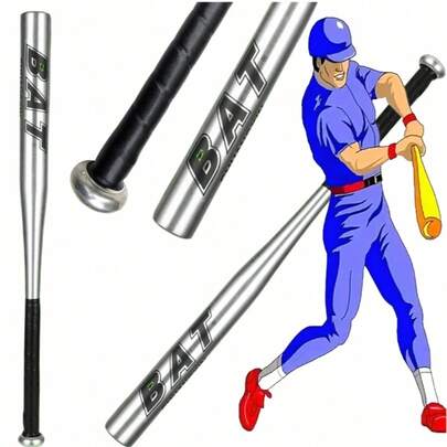 Baseballschläger aus Aluminium, 25 Zoll (64 cm), robust, silberfarben, für Outdoor-Training und Übung oder zur Selbstverteidigung zu Hause.