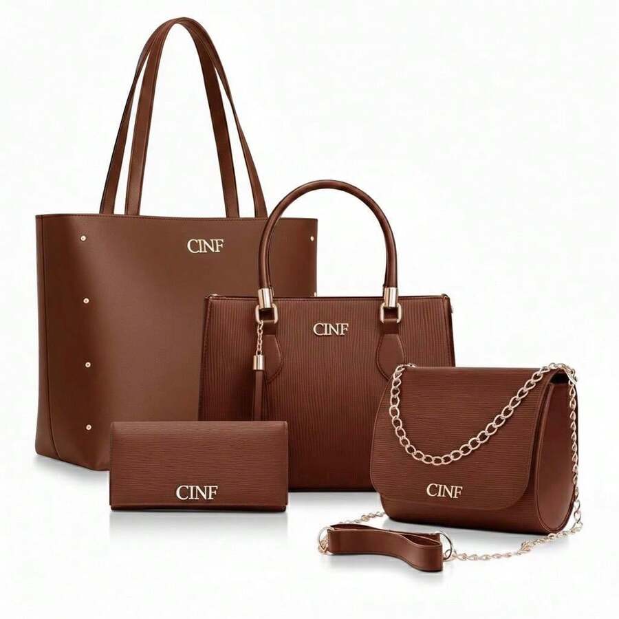 4pcs Women Bag Sets,Hand Bag,Clutch Bag,Shoulder Bag,Satchel, - Camel - View 1