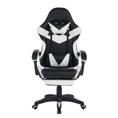 360° Swivel Ergonomic Racing Design Gaming Chair Leather High Back Office Chair Height Adjustable Work Chair With Footrest, Headrest And Lumbar Support For Office And Gaming