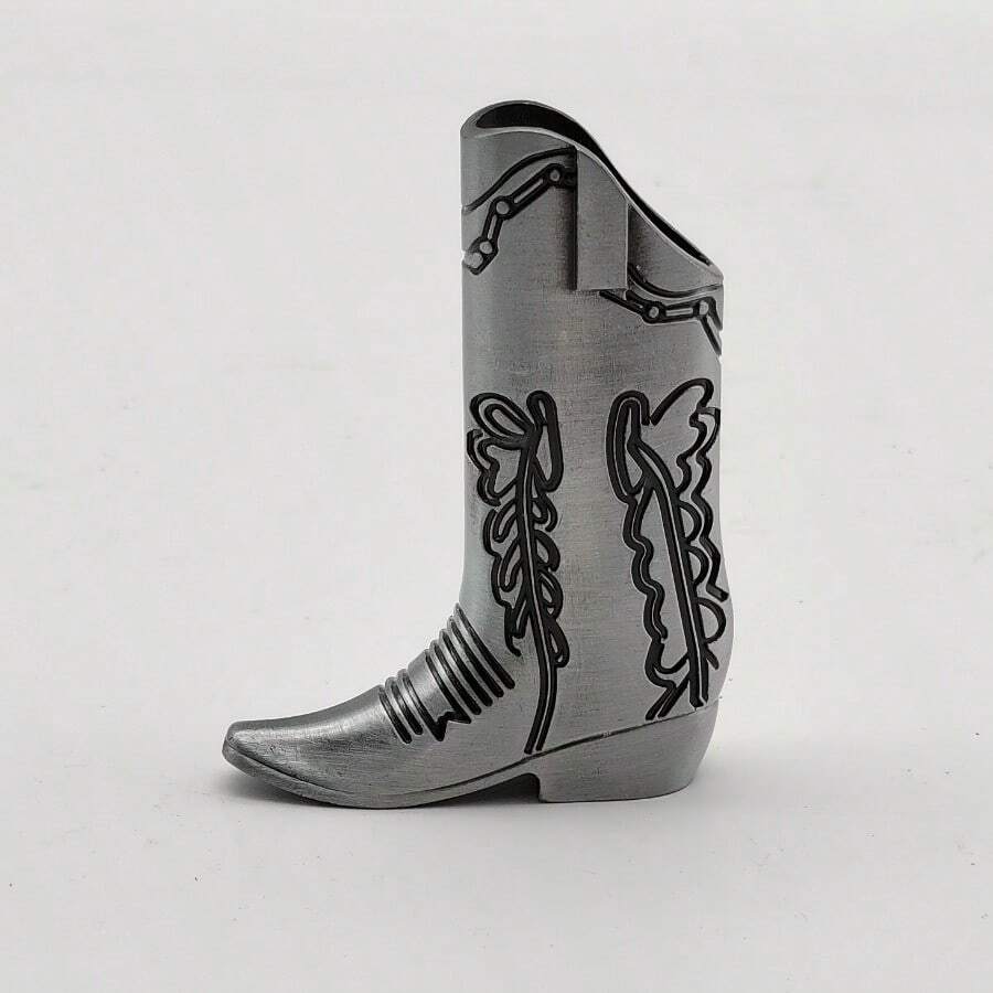 Fashionable Silver Denim Boot Shaped Lighter Box - Perfect For Mini Bic J5, Party And Daily Use - 1 cái - Xem 1