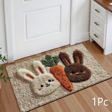 2D Rabbit And Carrot Flat Print Pattern Rug, Soft Washable Floor Mat For Entryway, Porch, Indoor - Living Room, Bathroom, Bedroom, Game Room, Laundry Room, Dorm Decor - Multicolor - View 9