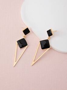 1 Đôi bông tai mặt dây chuyền hình tứ giác tráng men đen độc đáo - Phong cách Bohemian quyến rũ, phù hợp để đeo hàng ngày và đi nghỉ mát, bông tai nổi bật. - phong cách 1 - Xem 3