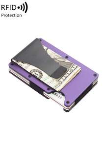 MIYIN Minimalist Aluminum Alloy Men's Wallet - Ultra-Thin RFID Blocking Wallet | Scratch-Resistant, Credit Card Holder And Cash Clip, Easy Access To Coins And Cards, Multifunctional Metal Wallet With Cash Clip, Suitable For Daily Use, Gift For Boyfriend/Husband/Father - Purple - View 11