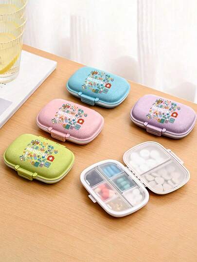 Portable Pillbox With Letters "Medicine"And Cross Pattern Printing, Moisture-Resistant Pill Organizer, Compartments Travel Pill Organizer, Daily Pill Case Small Pill Box For Pocket Purse, Portable Pill Container Medicine Vitamin Organizer,Reusable Pill Case For Men And Women, Medicine Planner, Daily Pocket-Sized Pillbox For Storing Vitamins, Medications, Supplements, Home And Travel Essential Accessory