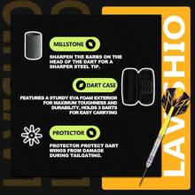 Darts Metal Tip Professional Steel Tip Darts, With 3 Dart Metal Barrels 3 Dart Wings 3 Interchangeable Plastic Shafts 12 Rubber O - Rings 1 Dart Sharpener - Yellow - View 5