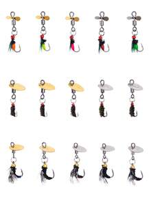 GOTURE 10个微型鱼钩+有毒蚊子掉胶手工拟饵，适用于鲤鱼/鲷鱼/鲶鱼 - 彩色 - 查看 4