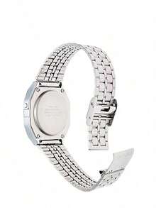 Casio Retro Silber Quadrat Ziffern Uhr Unisex, Y2K Stil Edelstahl Digital Uhr mit LED Licht, klassisches neutrales Modeaccessoire geeignet für den Alltag, Schule, Zusammenkünfte - Schwarz - Übersicht 8