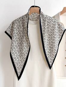 1pc Fashionable Cashew Flower Vibe Triangle Scarf, Suitable For Daily, Office, And Vacation Occasions - White - View 9