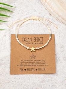 1 Pc Stackable Beachy Surfing String Bracelet For Women, Starfish Charm Bracelets For Summer Beach Wear Jewelry Accessories - Multicolor - View 2