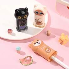 1个迷你猫形削笔器，毛球小镇系列手动削笔器，猫狗造型迷你削笔器，多功能削笔器，新款创意亚克力削笔器，文具礼品，美术用品 - 彩色 - 查看 2