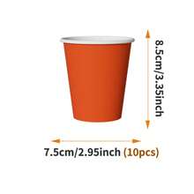 橙红色一次性餐盘、餐巾纸、杯子 - 10人份派对用品套装，适用于生日、婚礼、主题派对、家庭野餐 - 彩色 - 查看 8