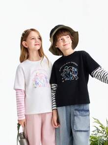 Annil 新款春季圆领长袖针织衫，男女童款 - 黑色 - 查看 10