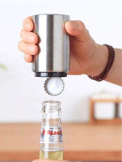 1PC Push Down Bottle Opener, Automatic Beer Openers, Stainless Steel Bottle Cap Mover, Funny Kitchen Gadgets, Beer Bar, Father's Day Gift For Dad, Family Gatherings, Bars, And Restaurants, Beer Accessories,Easy To Open, Portable And Durabl