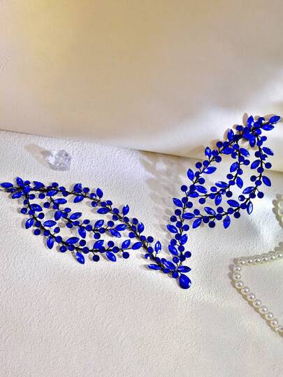 1pc Blue Women's Headwear, Blue Rhinestone Headband, Handmade Women's Headband, Bride's Headwear, Wedding Party Holiday Hair Accessories, Women's Accessories, Spring And Summer Hair Accessories