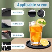 Posavasos redondo de silicona aislante del calor, posavasos minimalista, tapete antescaldaduras para taza de té, posavasos resistente al calor - Multicolor - Ver 7