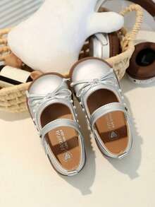1 Paar Kinder Lässig Mode atmungsaktive weiche Sohle bequeme Lederschuhe, Mädchen Klettverschluss Flache Schuhe für Kleinkinder & Kleine Kinder - Silber - Übersicht 2