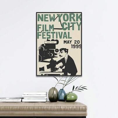 1pc Frameless Wall Art Poster,1999 NYC Film Festival Poster Vintage Movie Art Typographic Design Home Decor