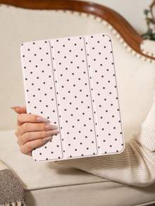 Transparent Acrylic Tri-Fold Tablet Case With Pink Polka Dot Painting, Suitable For 10th Gen/11th Gen/10.2/10.5/Air4/Air5/10.9/Pro 11/Air 11-In.(M2)-2024/Pro 11-In.(M4)-2024/ Air 11-Inch (M3) 2025/ (A16) 11 Inch 11th Generation 2025 Mini6/Mini7/Air1/Air2/9.7 Models - Pink - View 5
