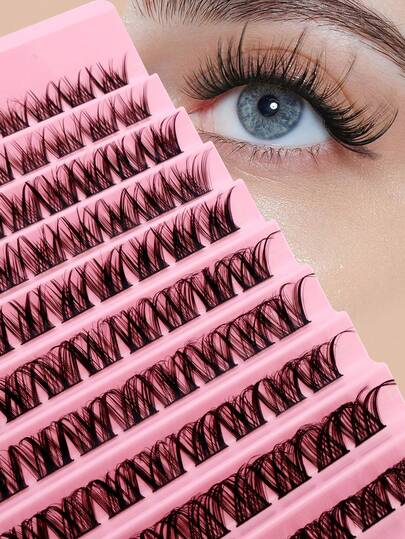 100 szt. rzęs z podwójnymi szpiczastymi, krzyżowymi, grubymi i kręconymi rzęsami, naturalne i puszyste, sztuczne rzęsy z norek, lekkie i wygodne, niezbędne w domu i podróży