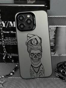 Matte Finish Skull Graphic Phone Case, High-Precision Printing, Surrealistic Design, Delicate Sandblasted Texture, Enhancing Luxury And Artistic Atmosphere; Thickened Silicone Lens Protection Ring, Precisely Fits Camera Bump, Compatible With Iphone/ Galaxy/ / / / /Honor - Multicolor - View 1