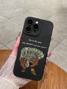 Funda de teléfono "Dinero y respeto" de 1 dólar, cubierta protectora suave de TPU mate negro, protección de lente, impresión del eslogan "No ex no next", diseño estético, protección antideslizante, adecuada para uso diario y regalo de cumpleaños, compatible con iPhone - Negro - Ver 5