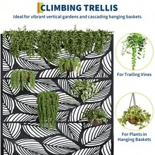 CuisinSmart Metal Planter Box With Trellis,Raised Garden Bed With Privacy Screen And Drainage Holes Idea For Climbing Plants, Vegetables & Vines - Birch Leaf Pattern - View 2