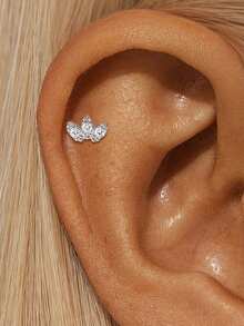 EleRunis 1PC 0.1ct Moissanite Diamond 925 Sterling Silver Star Heart Asymmetrical Evil Eye Stud 18K Gold Plated Flat Back Cartilage Helix Piercing Bridal Jewelry For Daily Wear Wedding Party Engagement Anniversary Valentine's Day - Silver - View 21