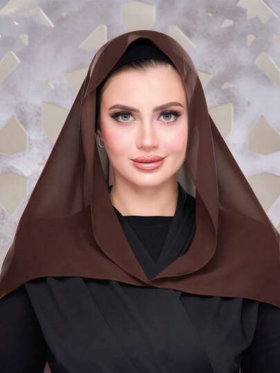 1件装女士经典纯色头巾，预缝制雪纺围巾头巾，多种佩戴方式，弹性柔软莫代尔面料，适合日常佩戴、运动、瑜伽