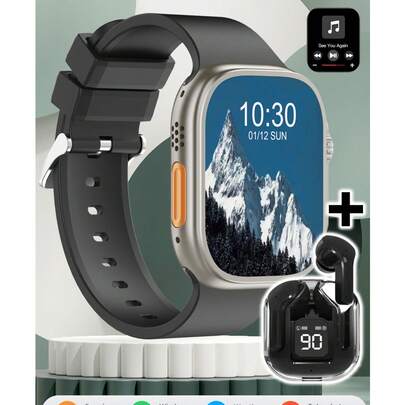 Smartwatch con pantalla HD de 2.01" + Auriculares, Body de aleación, Llamadas inalámbricas, Múltiples modos deportivos, Recordatorio de sedentarismo, Adecuado como regalo para amigos y parejas
