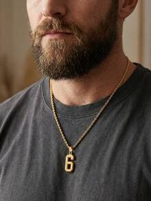 1件不锈钢防水链条绳链时尚数字吊坠项链男士数字项链礼品 - Necklace - 查看 2