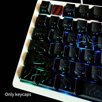 130+ 个高度统一的键帽（仅键帽），侧印背光线纹键帽，兼容 104/98/87/75/68/64/61 键键盘