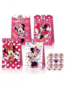 Takara Tomy 12pcs/24pcs Christmas Gift Cartoon Theme Party Favor Bags, Anime Character Pattern Gift Bags, Holiday Party Candy Bags, Kraft Paper Bags, Stickers, Birthday Party, Holiday Party - Multicolor - View 2