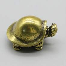Vintage Solid Brass Turtle Sculpture – Antique-Style Desktop Ornament, Turtle Shell Pattern Office Desk Decoration, Handcrafted Metal Ornament. - 1PC - View 1