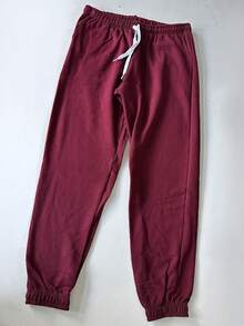 Men's Plus Size Jogger Sweatpants In Flannel Fabric With Pocket | Warm, Plus Size Men's Pants - Maroon - View 9